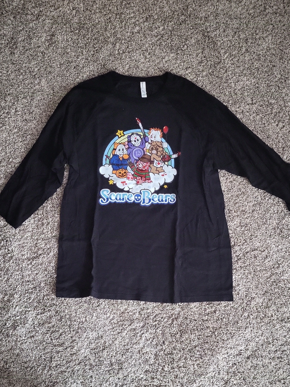 SALE--Scare Bears Black 3/4 Sleeve Graphic Tee